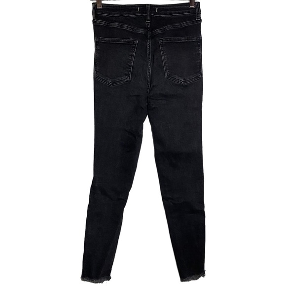 We The Free Black High Rise Jeggings Stretch Raw Hem Free People Jeans 29 - Picture 3 of 16